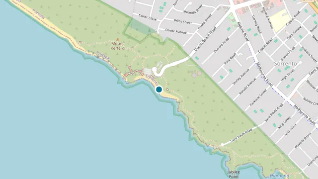 Map of Sorrento Ocean Beach, on the ocean side of Sorrento