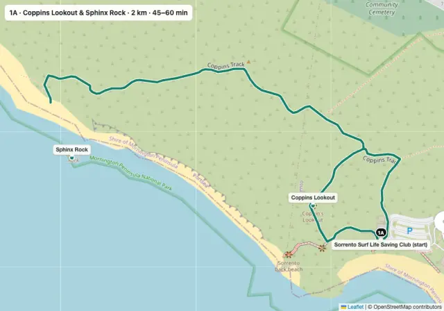 Route map: Coppins Lookout & Sphinx Rock