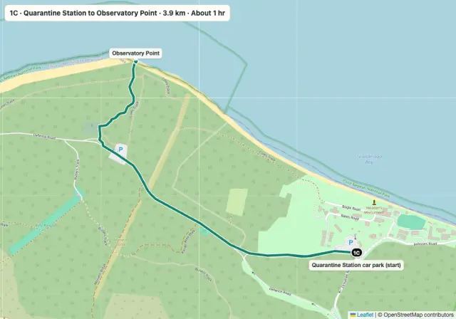 Route map: Quarantine Station to Observatory Point